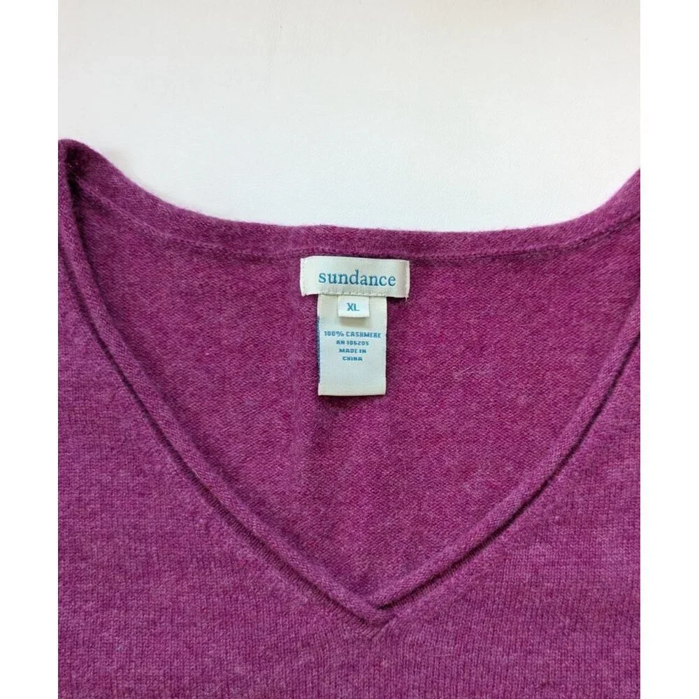 Sundance Cashmere Purple V-Neck Sweater - Picture 6 of 11